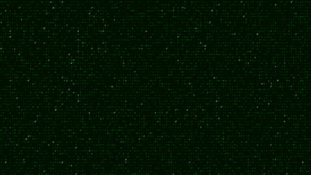 Dark Green Digital Glitch Screen Background with Static Noise