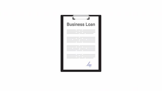 Business Loan Application Signing Animation with Hand and Pen