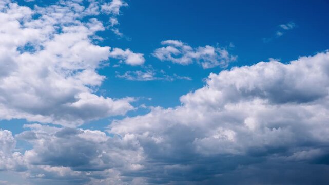 Timelapse shows dense white and grey cloud formations billowing and moving to create a heavy overcast. The dynamic aerial motion highlights the changing atmospheric pressure.
