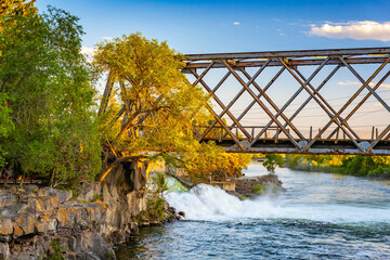 Snake River Waterfalls Idaho Falls City Bridge
