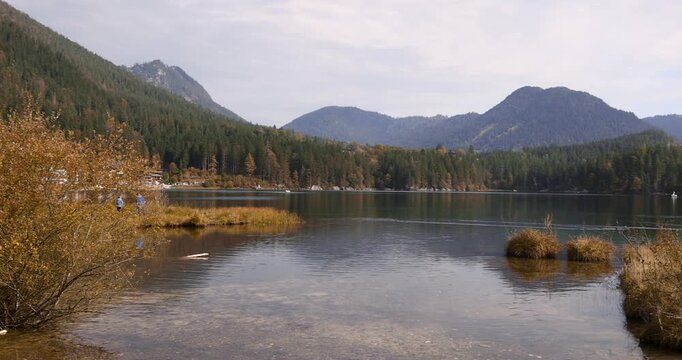Scenic autumn landscape at Hintersee lake Germany