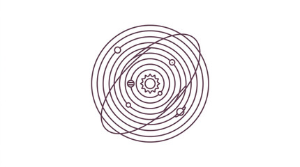 Stylized Solar System Diagram with Planets Orbiting Sun. © dip