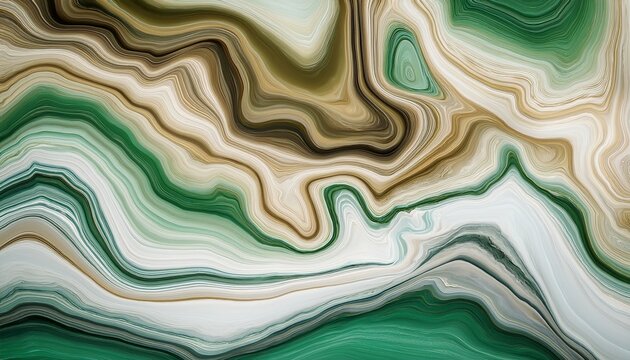 Abstract Agate Stone Texture With Green Beige And White Layers