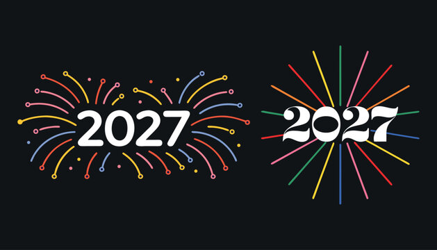2027 new year celebration fireworks graphic