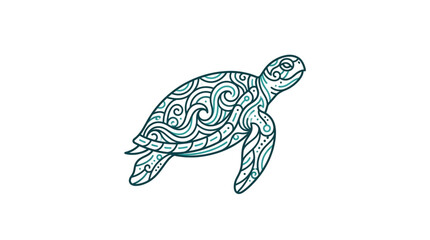 Ornate Turtle Illustration with Swirling Patterns. © asta