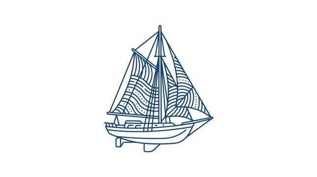 Sailing boat illustration with full sails and rigging.