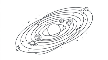 Solar System Planets Orbiting the Sun Illustration. © henceta