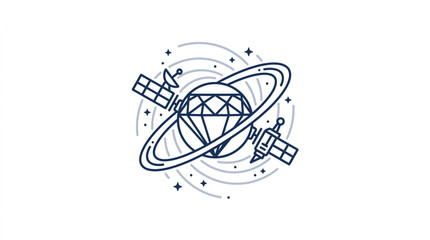 Satellites Orbiting a Diamond Planet in Outer Space. © retme