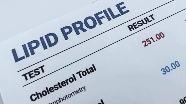 Lipid profile for checking cholestrol through medical process, 4k footage. Health, cholestrol test.