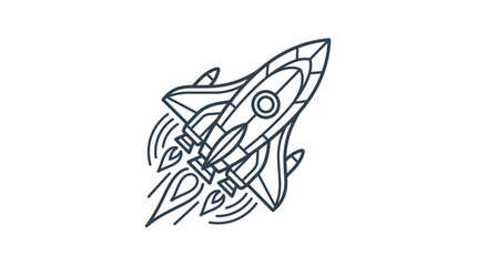 Stylized Rocket Ship Launching into Space with Flames. © riil