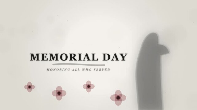 Memorial Day background with silhouette and flowers honoring veterans