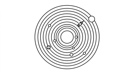 Solar System Diagram Showing Planets Orbiting the Sun. © riil
