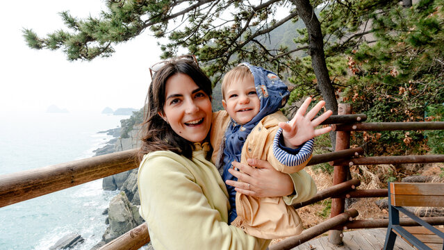 Scenic family moment along Igidae Coastal Trail