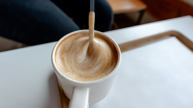 Enjoying coffee in a traditional hanok cafe setting