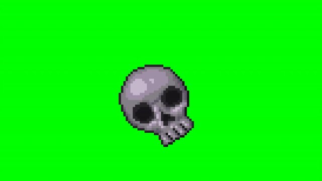 Human skull, pixel art animation