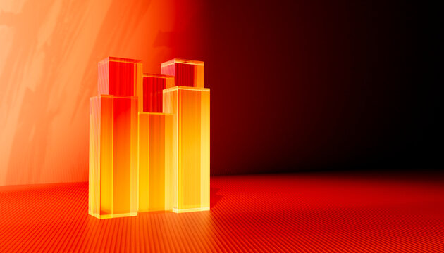 Abstract orange pedestal render with gradient background