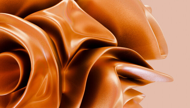 Abstract orange render with flowing shapes