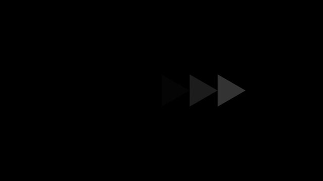 Right white color arrow pointer icon. black background. Motion Graphic concept. animation