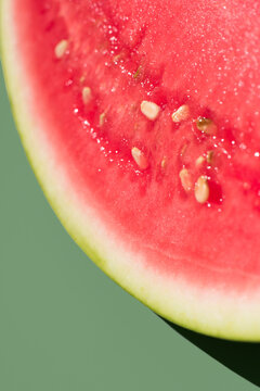 Closeup of watermelon slice with seed and fresh texture