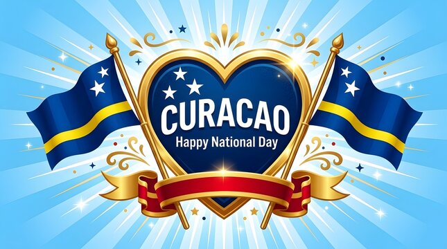 Curacao national day celebration illustration