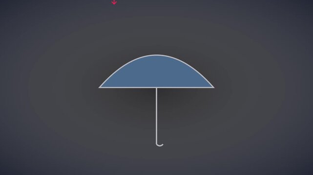Minimalist umbrella with falling rain animation for weather forecast and protection concepts 4k