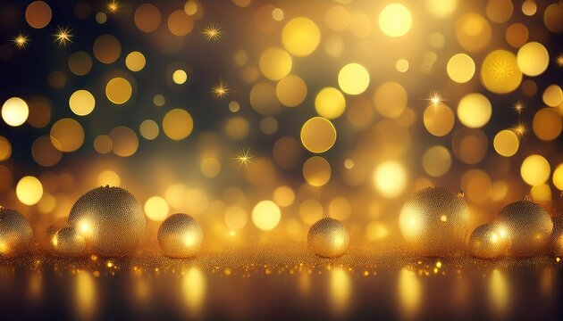 Abstract Gold Bubble Lights Bokeh Christmas Background With Circle Designs Or Blurred Stars Shining Glitter Magic Background Detailed And Intricate Image