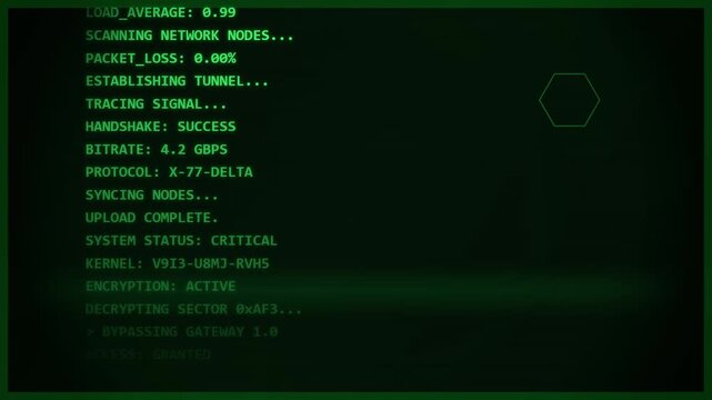 Digital Computer Interface Displaying System Hacking Process Terminal