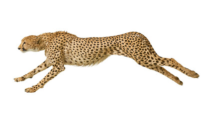 Spotted cheetah running at full speed, isolated on transparent background © Mia