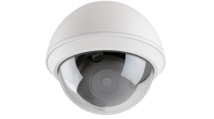 White dome security camera with clear protective lens, isolated on transparent background © Mia