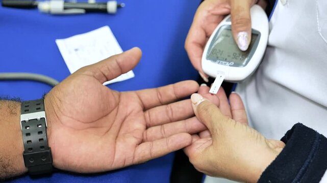 Take a blood sample for a blood glucose test