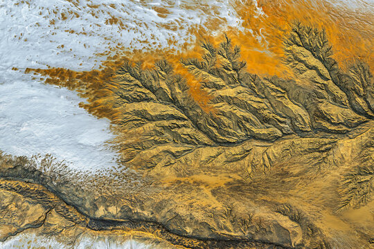 Aerial abstract fractal texture over Riotinto Mines, Huelva