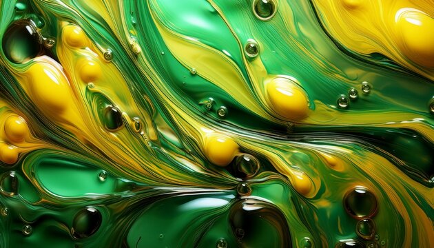 Texturas Y Formas Liquidas Con Colores Verde Amarillo Cola