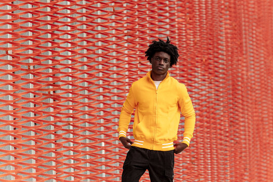 Vibrant full zip sweatshirt against modern backdrop
