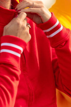 Vibrant full zip sweatshirt in bright red