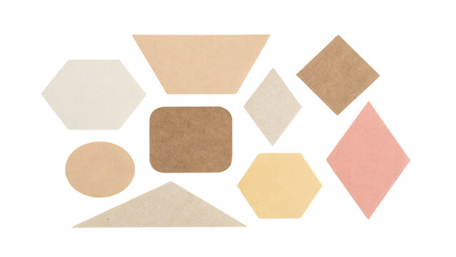 Set of Various Geometric Shapes in Different Colors and Textures