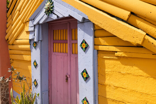 Colorful house facade in Isla Mujeres historic center