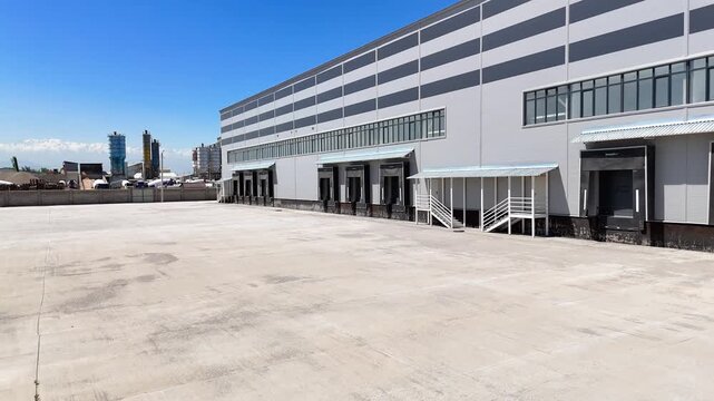 Modern Logistics Warehouse with Loading Docks and Truck Court