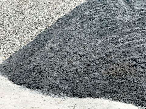 Pile of sand and gravel aggregate for construction work