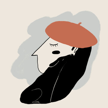 Artistic illustration of a girl and her beloved dog