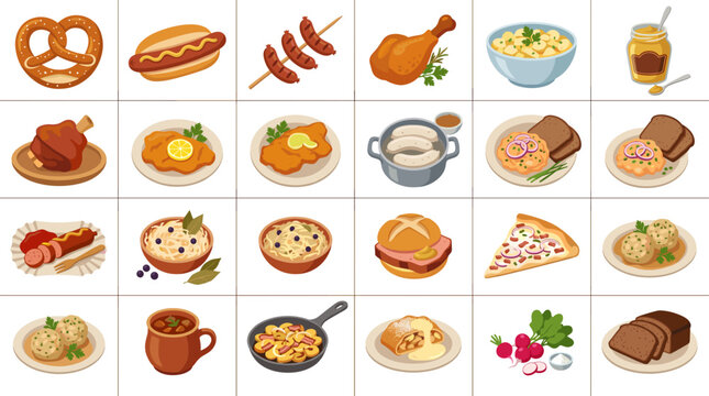 Collection of Traditional German Food Items and Dishes