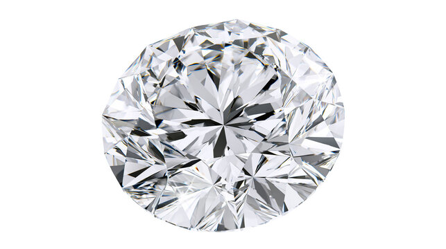 Sparkling round brilliant cut diamond, isolated on transparent background