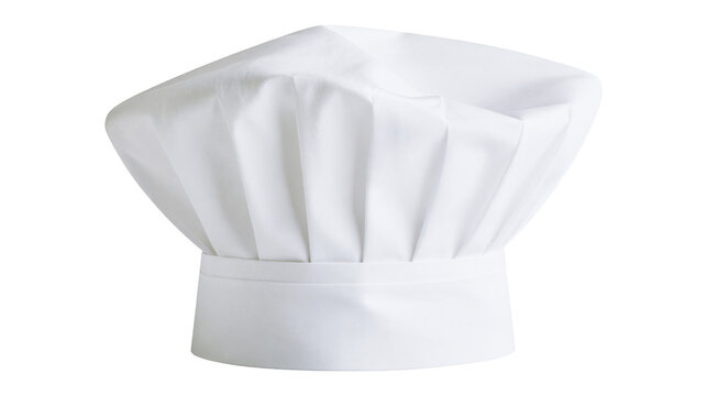 White pleated chef s toque hat clean fabric, isolated on transparent background
