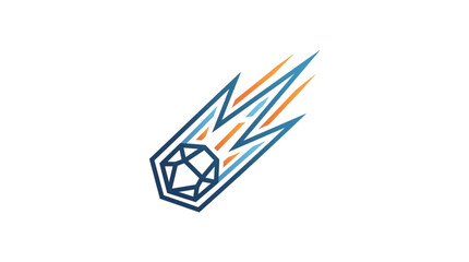 Stylized Meteorite Icon with Fiery Tail. © Farika