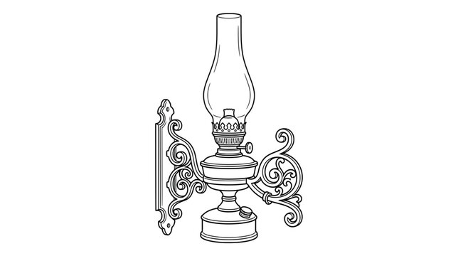 Vintage Oil Lamp Wall Sconce - Antique Lighting Illustration
