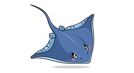 Cute Blue Stingray Cartoon Character. © ErianJendra