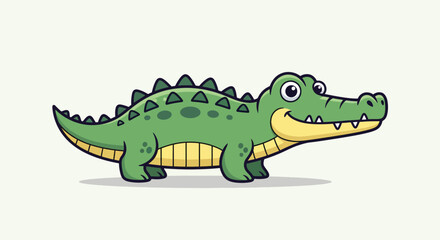 Fototapeta premium Cute Cartoon Alligator Character Illustration.