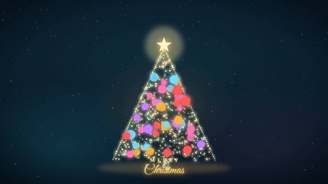 Beautiful Abstract Animation of Christmas Tree Forming from Glowing Sparkles