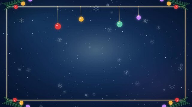 Happy New Year Greeting Card with Festive Copy Space and Animated Snowflakes