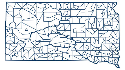 Obraz premium South Dakota State Map Geometric Abstract Outline Graphic