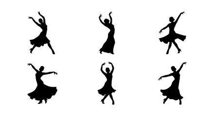 Ballerina Silhouettes, Elegant Dance Poses, Graceful Ballet Figures, Vector Set © RAKIB